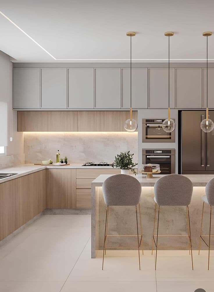 Cuisine premium avec îlot et éclairage — visuel 3