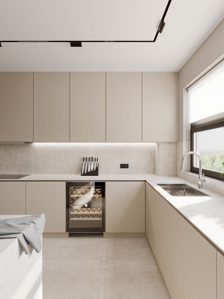 Cuisine en U — Plan de travail clair