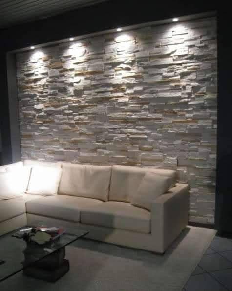 Mur décoratif en parement avec éclairage